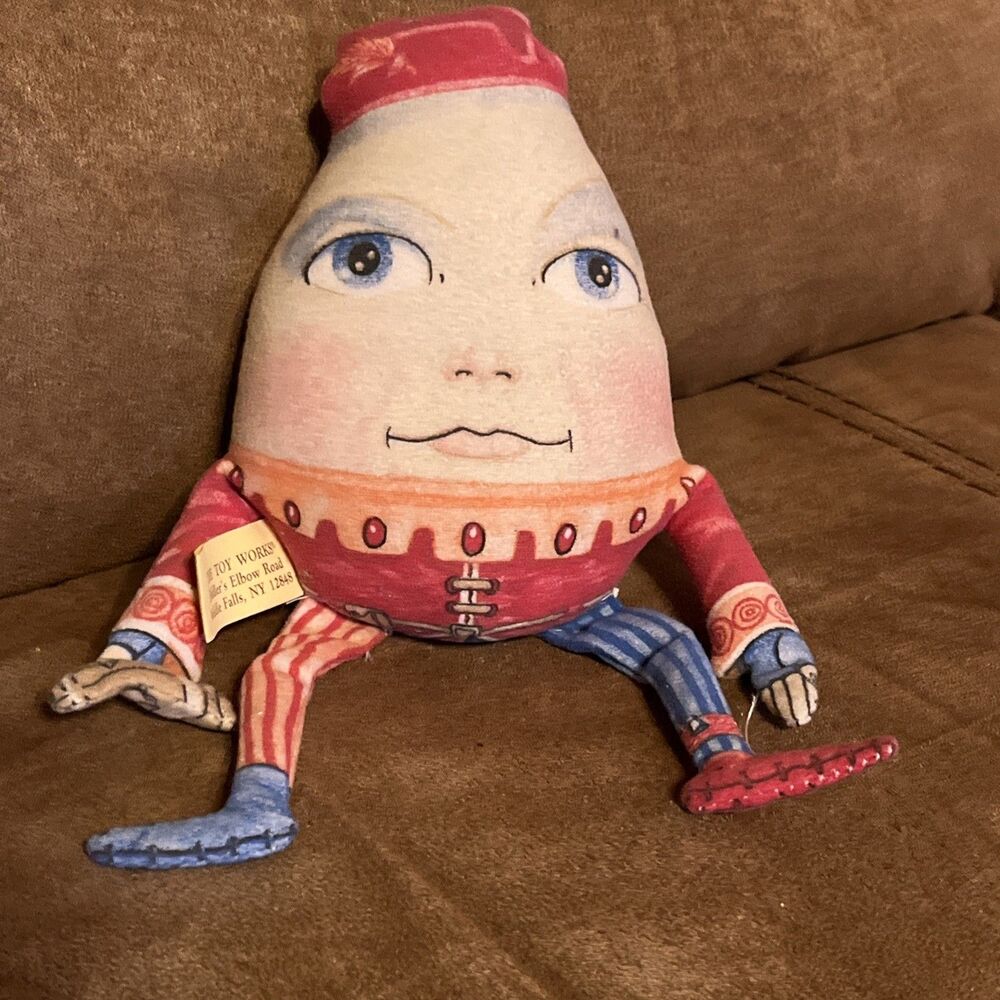 Vintage Plush The Toy Works Humpty Dumpty 8” 1980s Soft Small Nursery Rhyme Doll